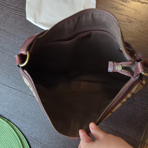 Burberry Brown/Beige House Check Fabric Sadie Hobo Bag - Picture 12 of 12